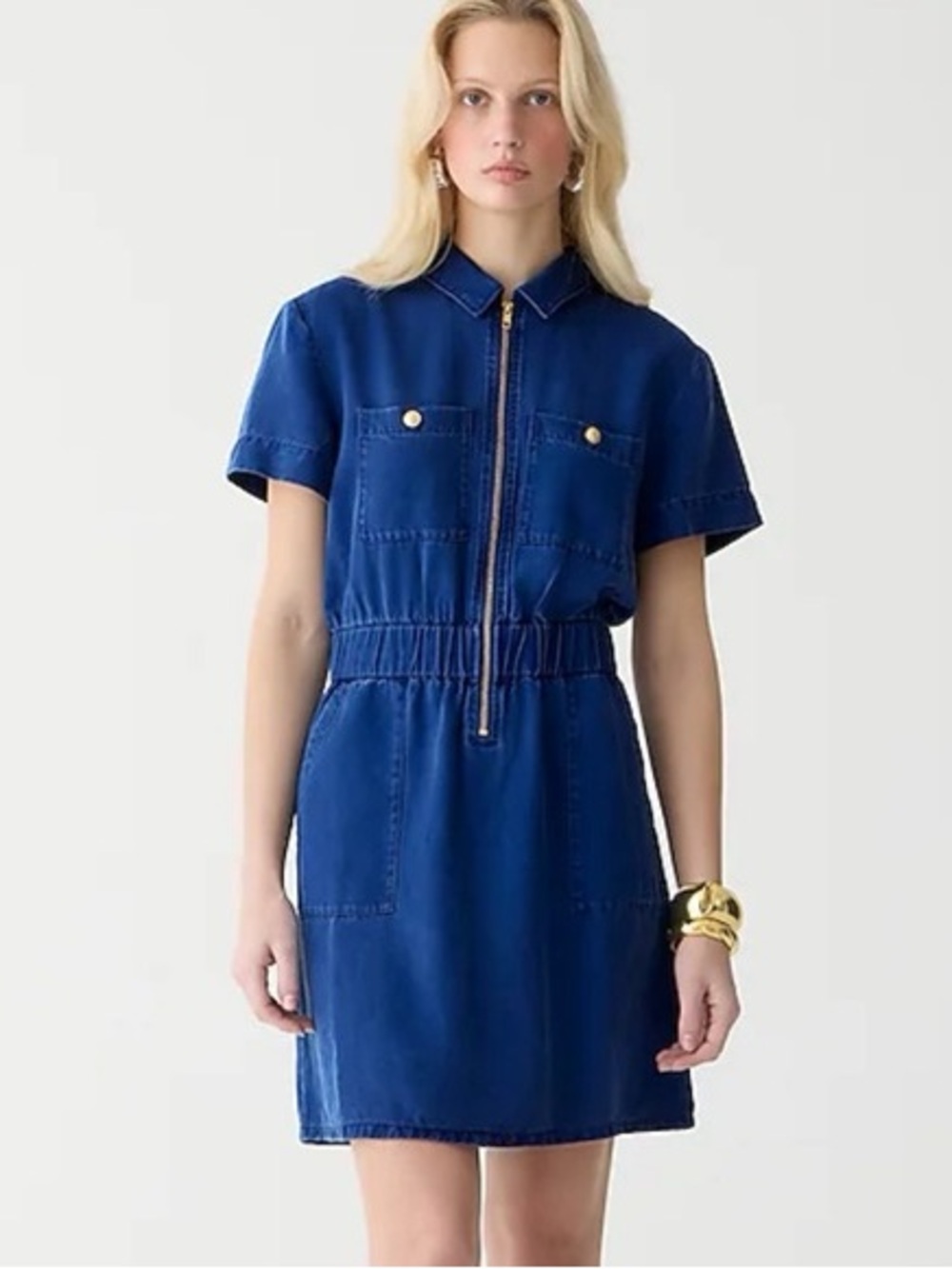J.Crew Navy Blue Zip Front Utility Dress Women’s Size 8 Safari Office Preppy